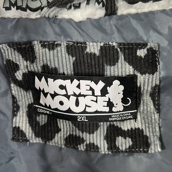 NWT Disney Mickey Mouse gray corduroy cheetah
print Sherpa trim jacket 2XL - Picture 2 of 14